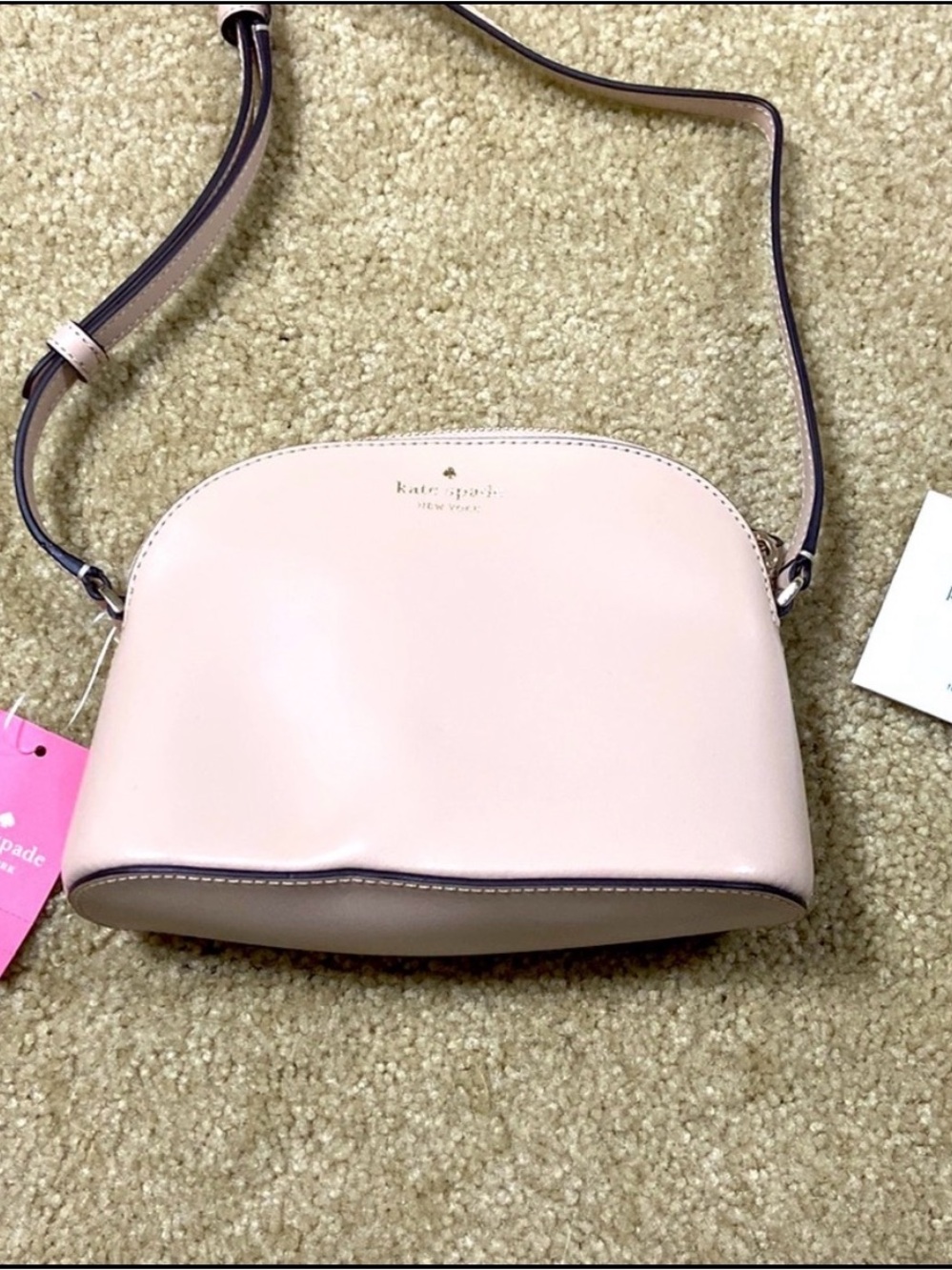 NEW Kate Spade small dome crossbody shoulder bag warm beige pink College prep